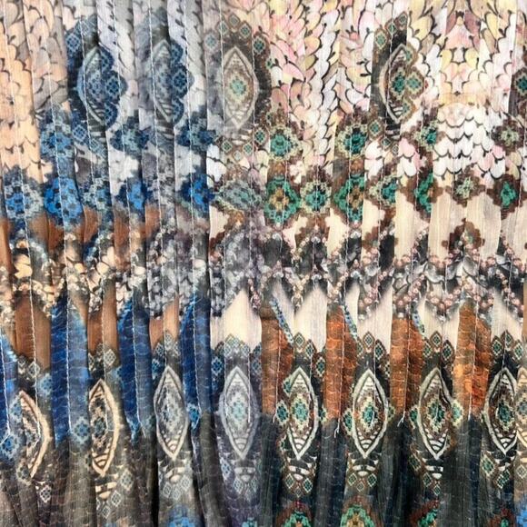 V Christina Dress M Y2K Embellished Scoop Neck Printed Midi Chiffon Witchy Gypsy - Picture 7 of 10